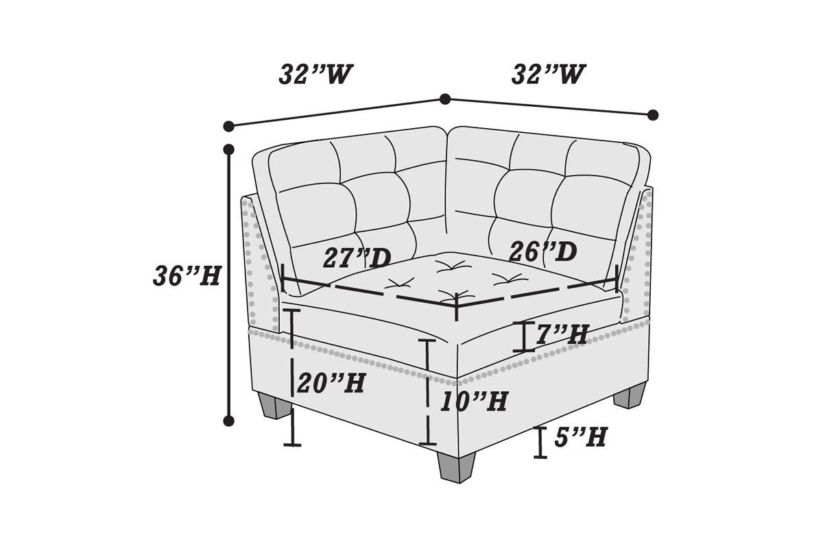 Modular Sectional 6pc Set Living Room Furniture Corner Sectional Tufted Nail heads Couch Black Coffee Linen Like Fabric 3x Corner Wedge 2x Armless Chairs and 1x Ottoman - Divine Heart L.A.