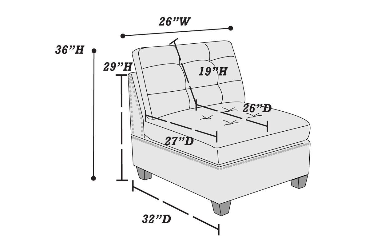 Modular Sectional 6pc Set Living Room Furniture Corner Sectional Tufted Nail heads Couch Black Coffee Linen Like Fabric 3x Corner Wedge 2x Armless Chairs and 1x Ottoman - Divine Heart L.A.