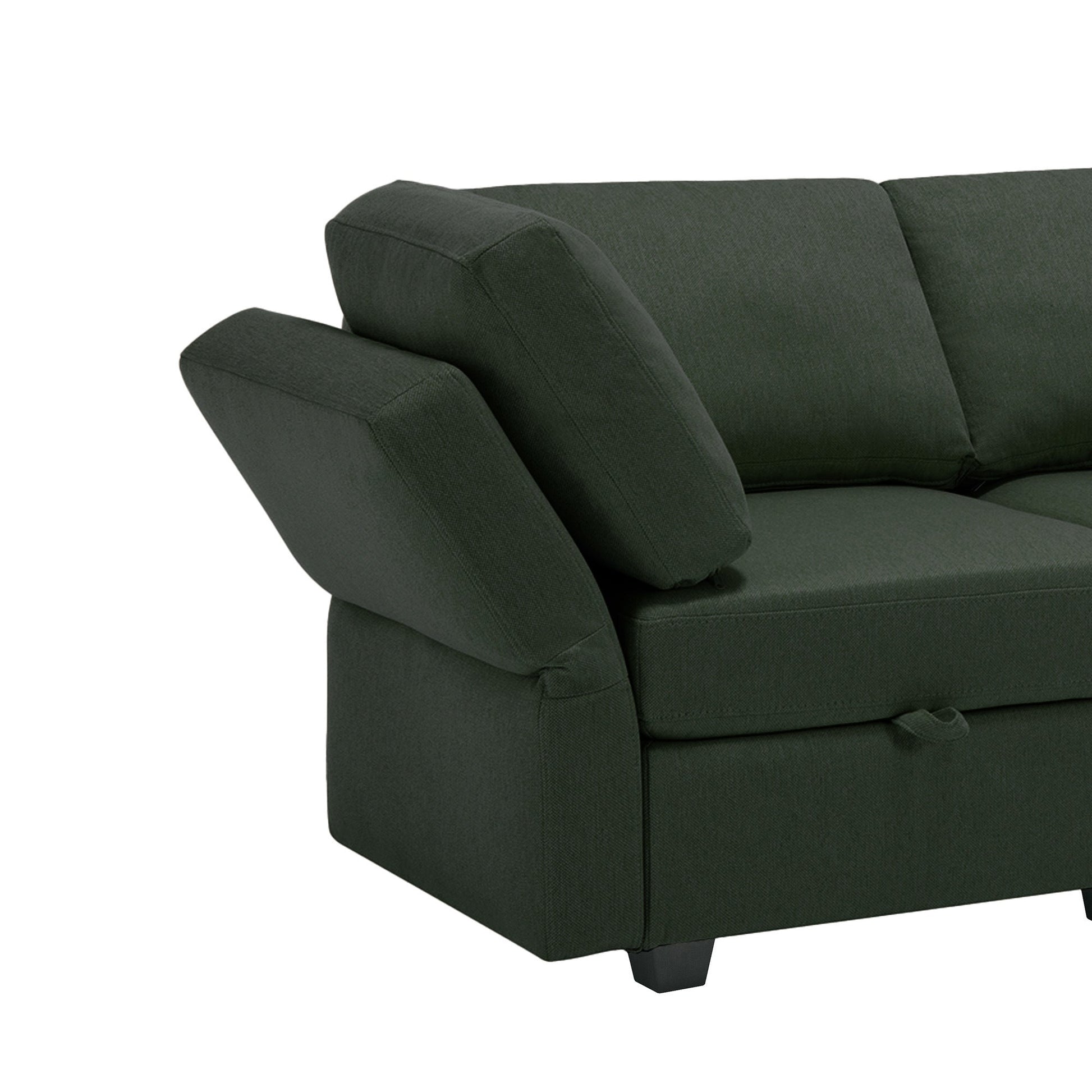 Modular Sectional Sofa U Shaped Sectional Couch with Ottoman, 7 Seat Modular Sofa with Chaise for Living Room, Adjustable Arms and Backs - Green - Divine Heart L.A.