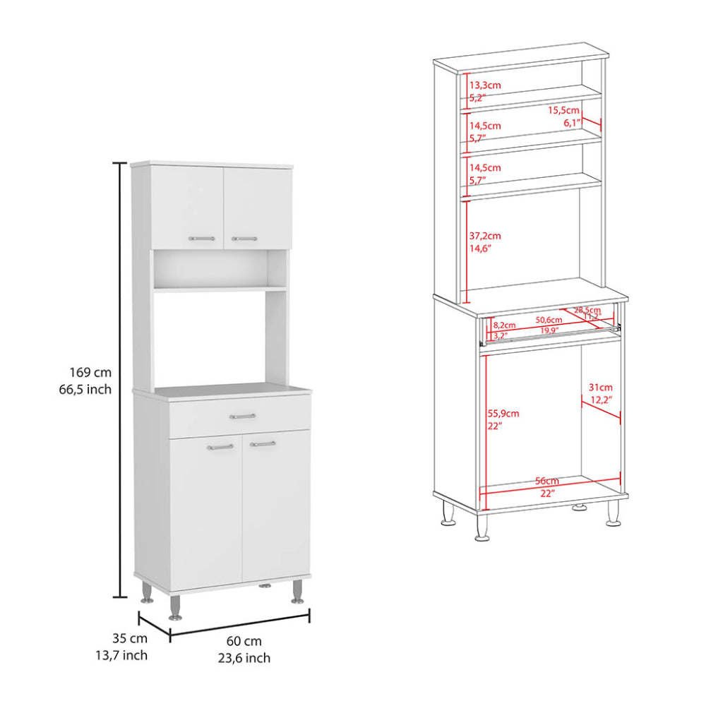 Newark 2 Piece Kitchen Set, Kitchen Island + Pantry Cabinet , White/Onyx - Divine Heart L.A.