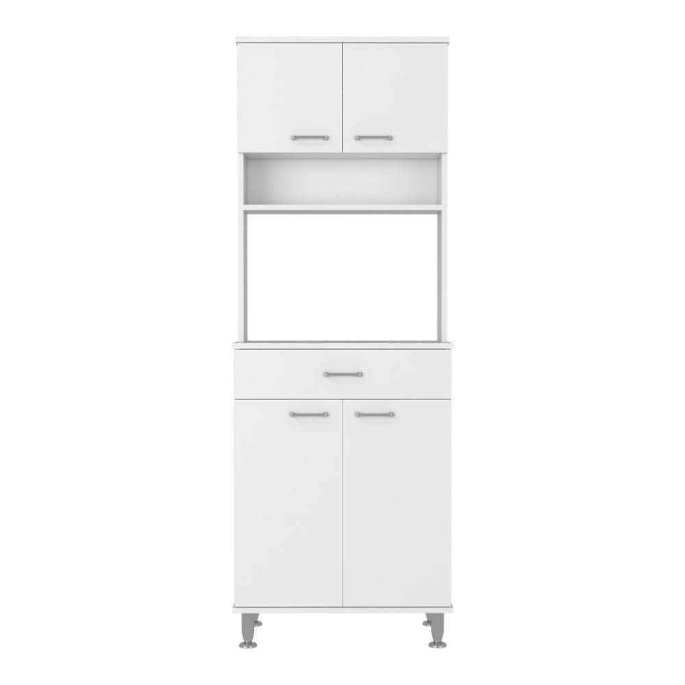 Newark 2 Piece Kitchen Set, Kitchen Island + Pantry Cabinet , White/Onyx - Divine Heart L.A.