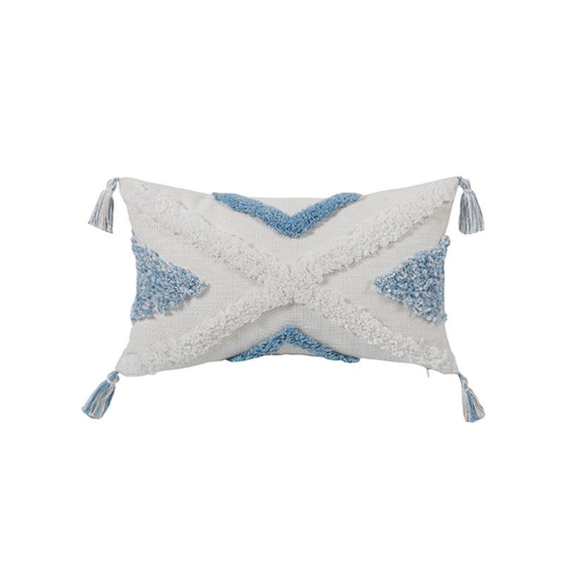 Nordic Blue Geometric Tufted Pillow Cover Collection - Divine Heart L.A.