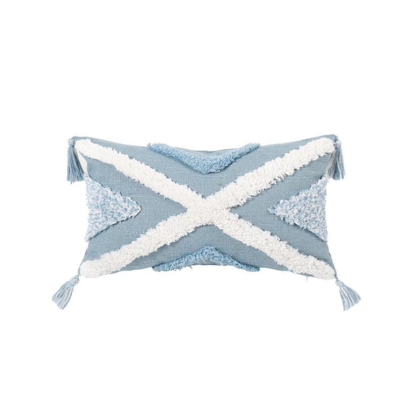 Nordic Blue Geometric Tufted Pillow Cover Collection - Divine Heart L.A.