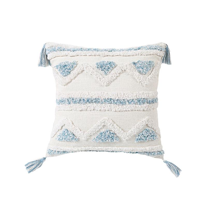 Nordic Blue Geometric Tufted Pillow Cover Collection - Divine Heart L.A.