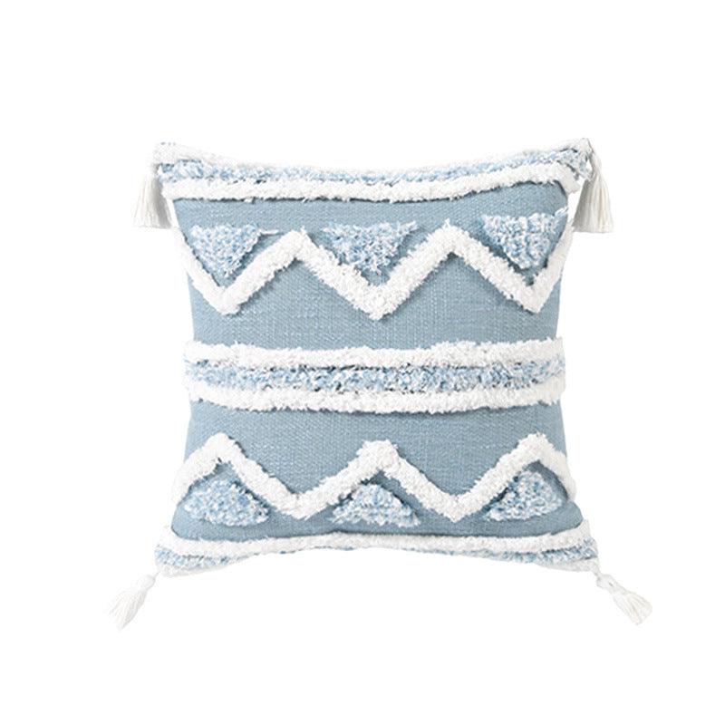 Nordic Blue Geometric Tufted Pillow Cover Collection - Divine Heart L.A.