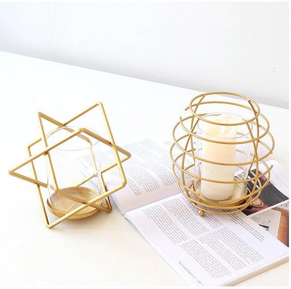 Nordic Geometrics Wrought Iron Candle Holder - Divine Heart L.A.