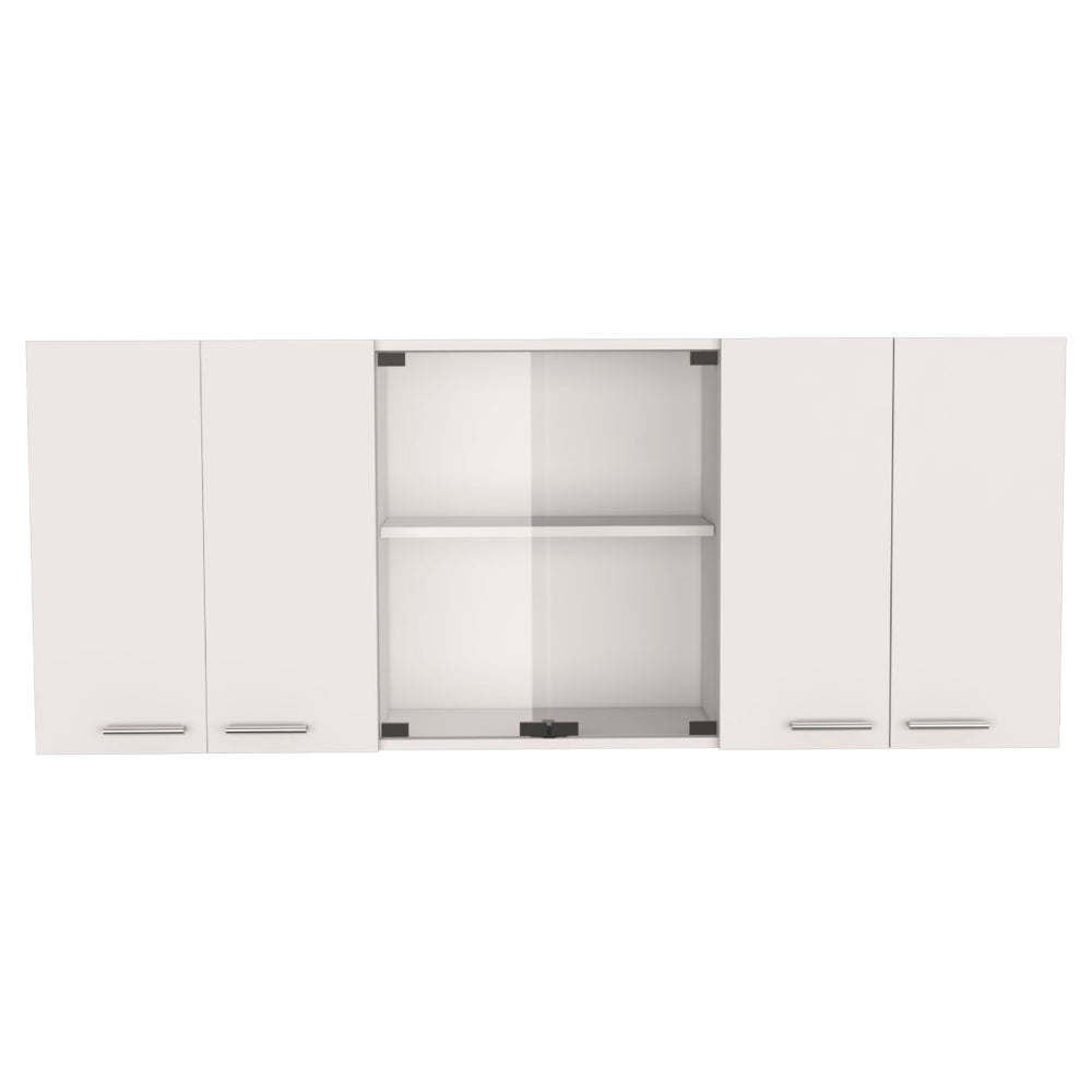 Norfolk 2 Piece Kitchen Set, Kitchen Island + Upper Wall Cabinet , White /Walnut - Divine Heart L.A.