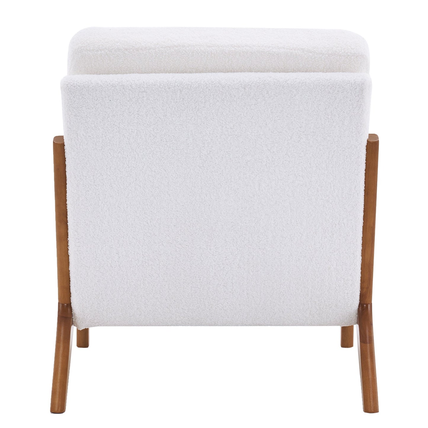 Oak Armrest Oak Upholstered Teddy Velvet Single Lounge Chair Indoor Lounge Chair Off-White - Divine Heart L.A.