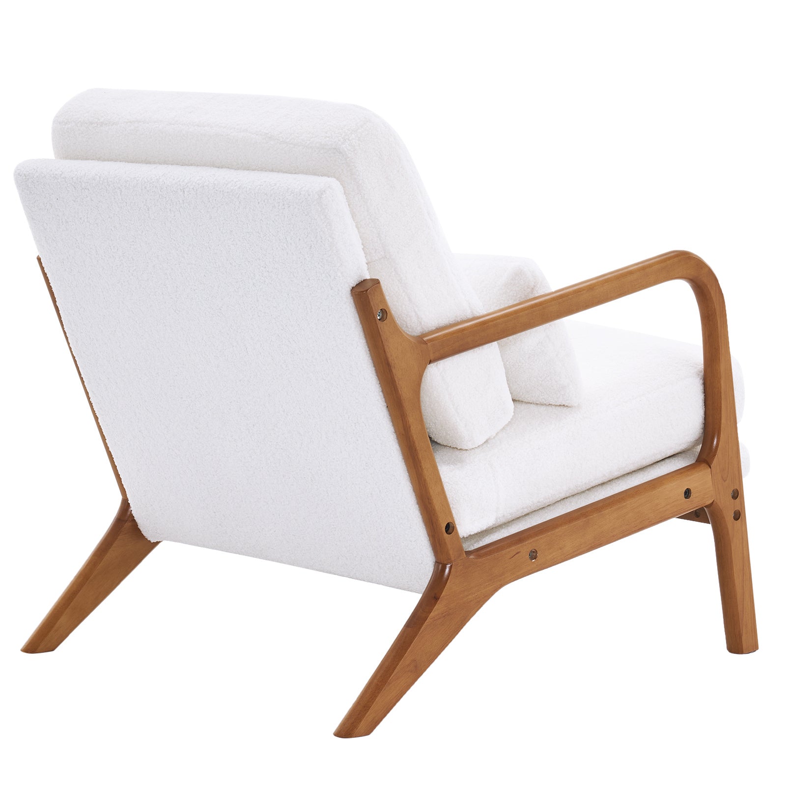 Oak Armrest Oak Upholstered Teddy Velvet Single Lounge Chair Indoor Lounge Chair Off-White - Divine Heart L.A.