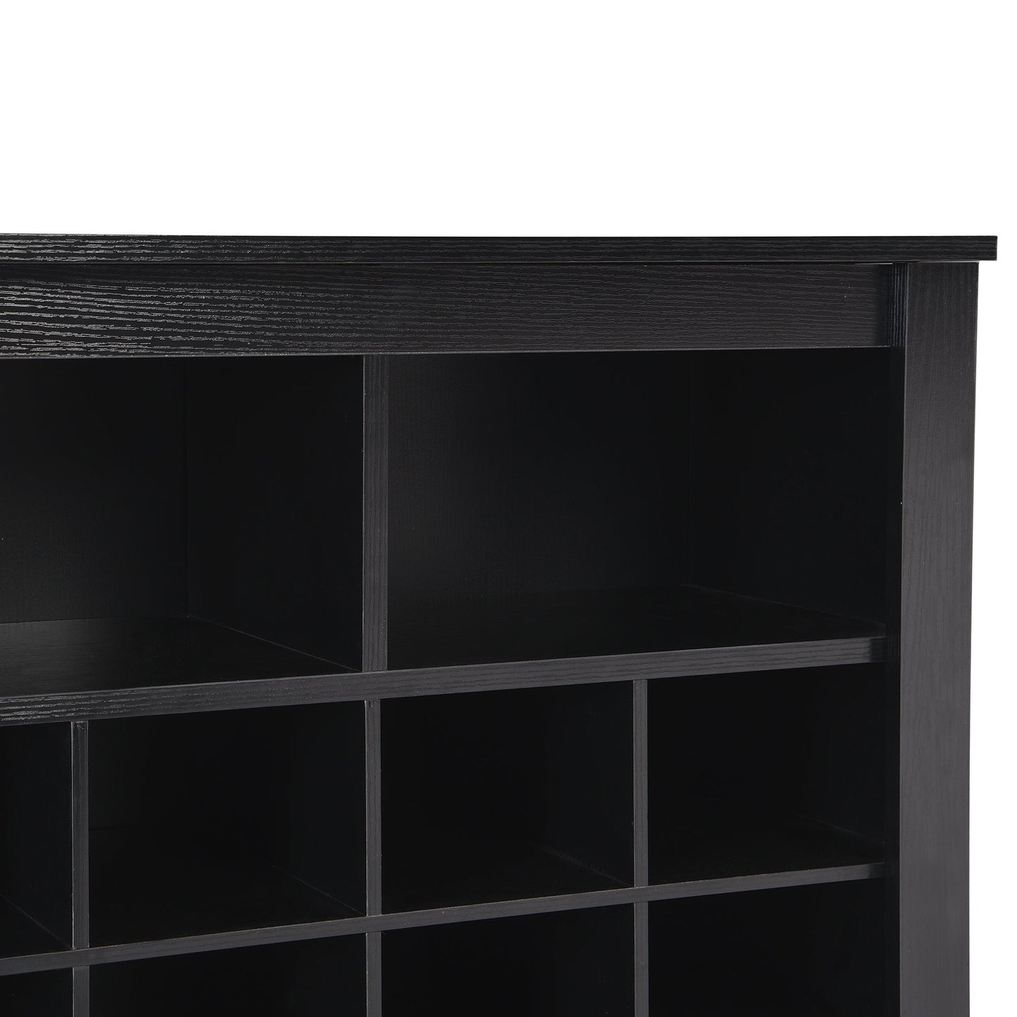 ON - TREND Sleek Design 24 Shoe Cubby Console, Modern Shoe Cabinet with Curved Base, Versatile Sideboard with High - quality for Hallway, Bedroom, Living Room, Black - Divine Heart L.A.