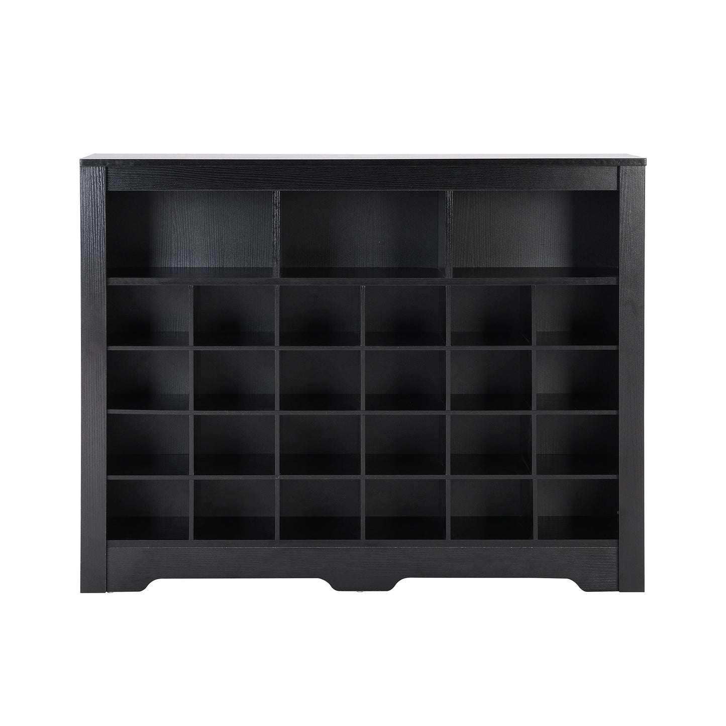 ON - TREND Sleek Design 24 Shoe Cubby Console, Modern Shoe Cabinet with Curved Base, Versatile Sideboard with High - quality for Hallway, Bedroom, Living Room, Black - Divine Heart L.A.