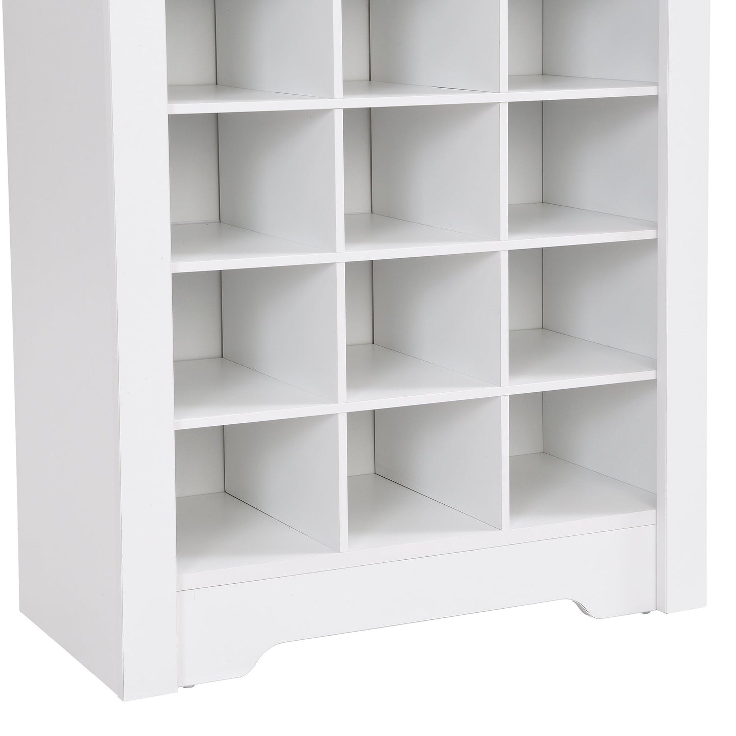 ON - TREND Stylish Design 30 Shoe Cubby Console, Contemporary Shoe Cabinet with Multiple Storage Capacity, Free Standing Tall Cabinet with Versatile Use for Hallway, Bedroom, White - Divine Heart L.A.