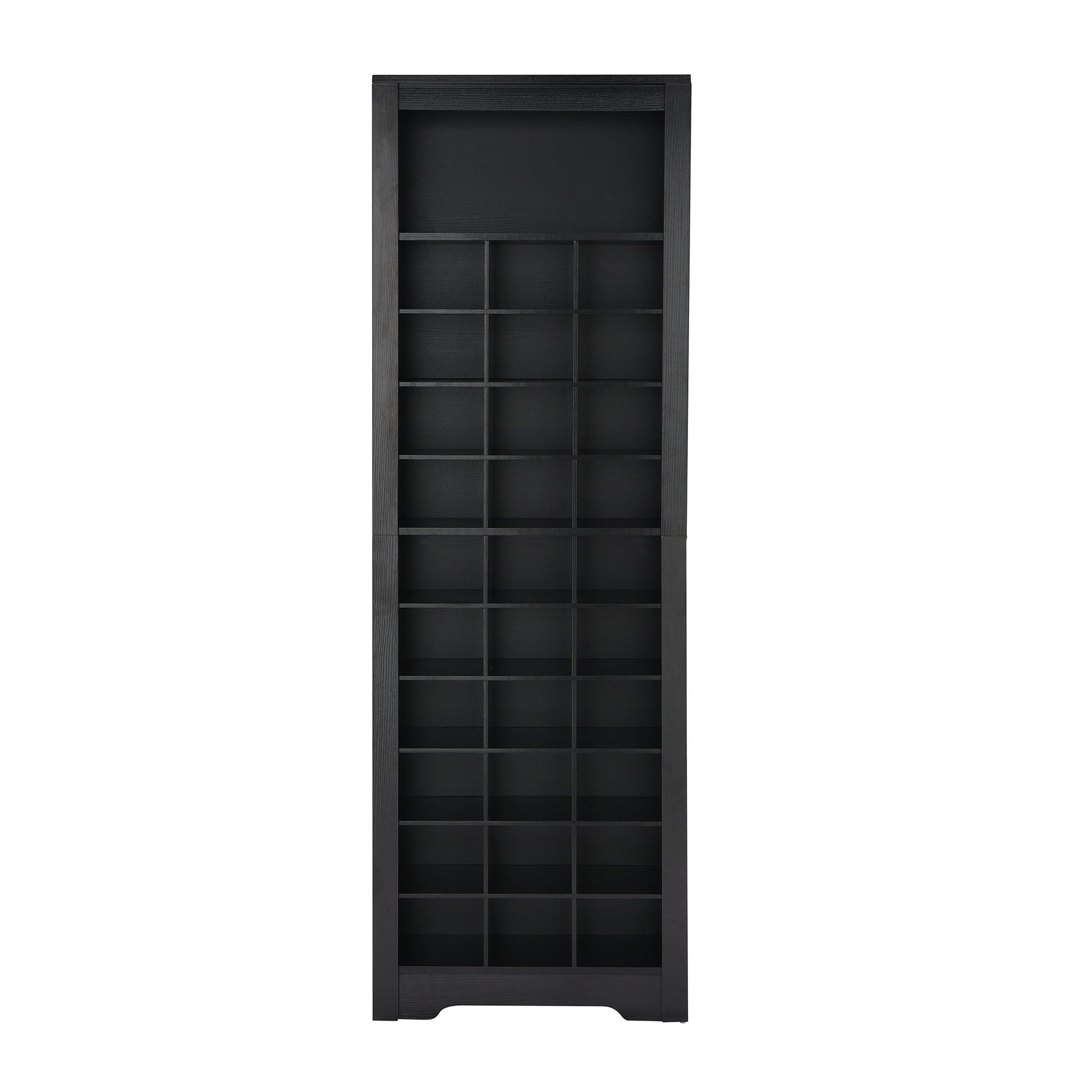 ON - TREND Stylish Design 30 Shoe Cubby Console, Contemporary Shoe Cabinet with Multiple Storage Capacity, Free Standing Tall Cabinet with Versatile Use for Hallway, Bedroom, Black - Divine Heart L.A.