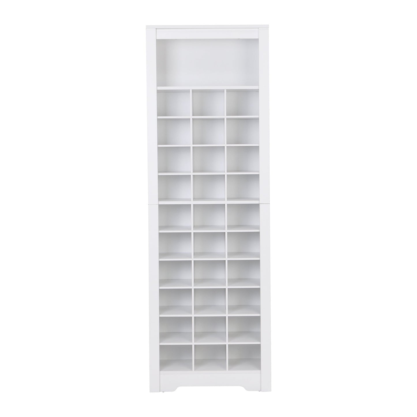 ON - TREND Stylish Design 30 Shoe Cubby Console, Contemporary Shoe Cabinet with Multiple Storage Capacity, Free Standing Tall Cabinet with Versatile Use for Hallway, Bedroom, White - Divine Heart L.A.