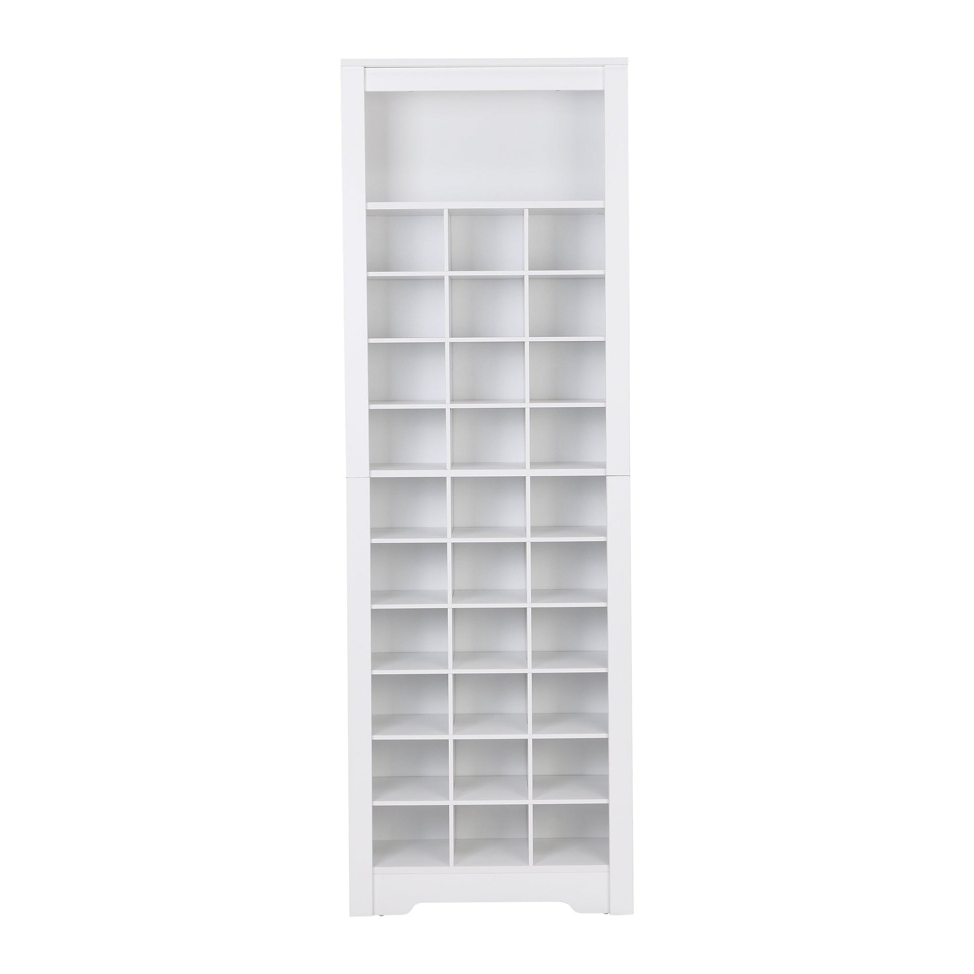 ON - TREND Stylish Design 30 Shoe Cubby Console, Contemporary Shoe Cabinet with Multiple Storage Capacity, Free Standing Tall Cabinet with Versatile Use for Hallway, Bedroom, White - Divine Heart L.A.