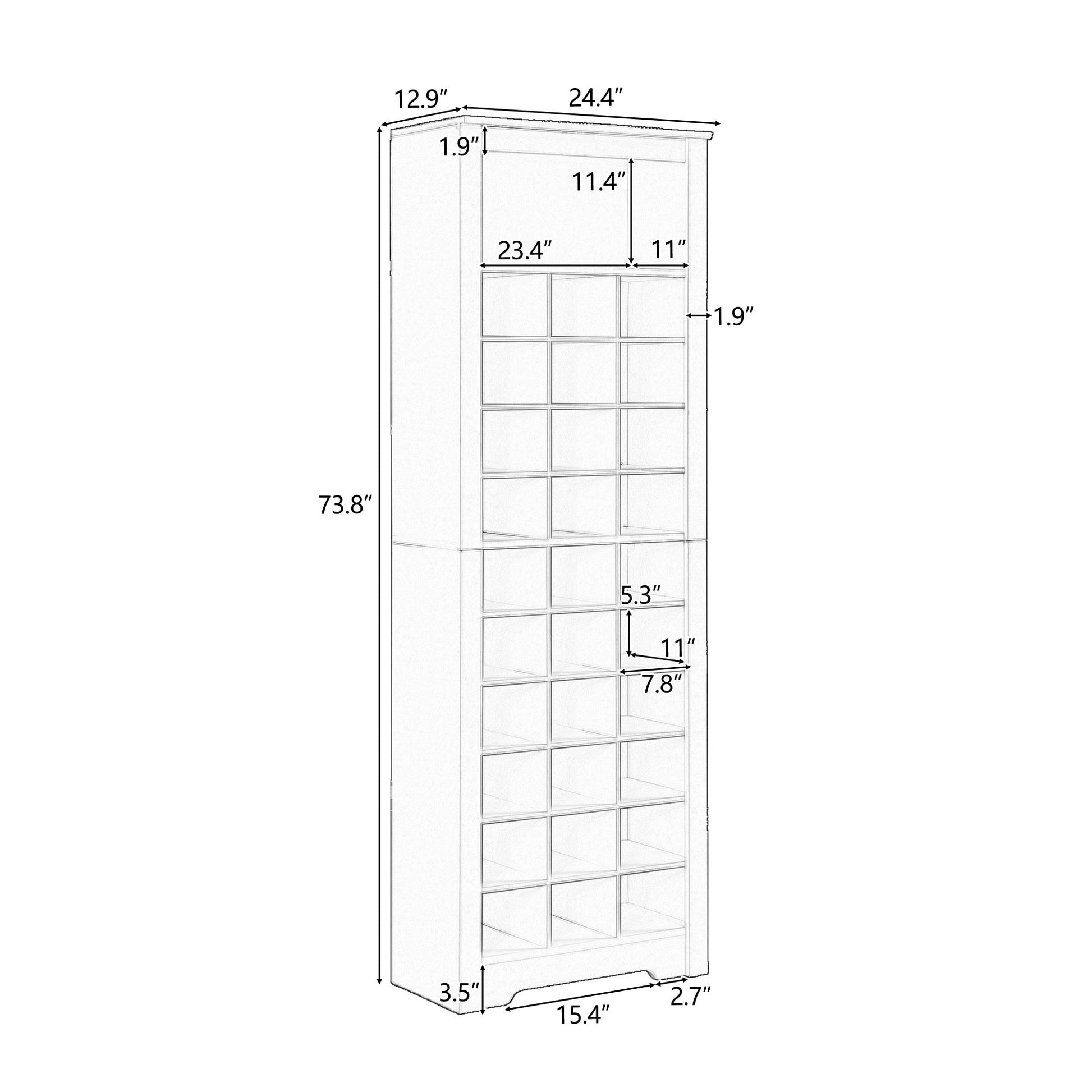 ON - TREND Stylish Design 30 Shoe Cubby Console, Contemporary Shoe Cabinet with Multiple Storage Capacity, Free Standing Tall Cabinet with Versatile Use for Hallway, Bedroom, Black - Divine Heart L.A.