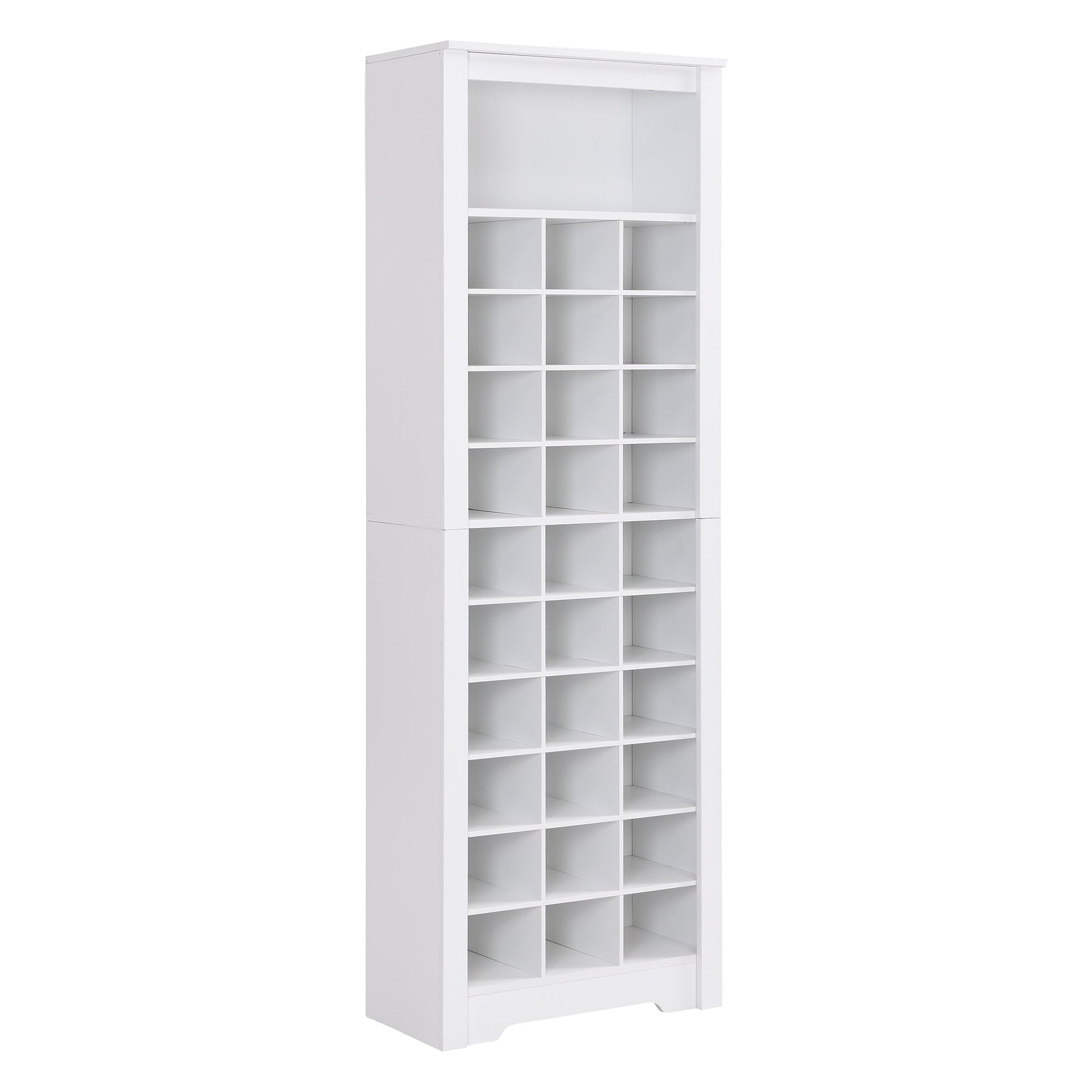 ON - TREND Stylish Design 30 Shoe Cubby Console, Contemporary Shoe Cabinet with Multiple Storage Capacity, Free Standing Tall Cabinet with Versatile Use for Hallway, Bedroom, White - Divine Heart L.A.