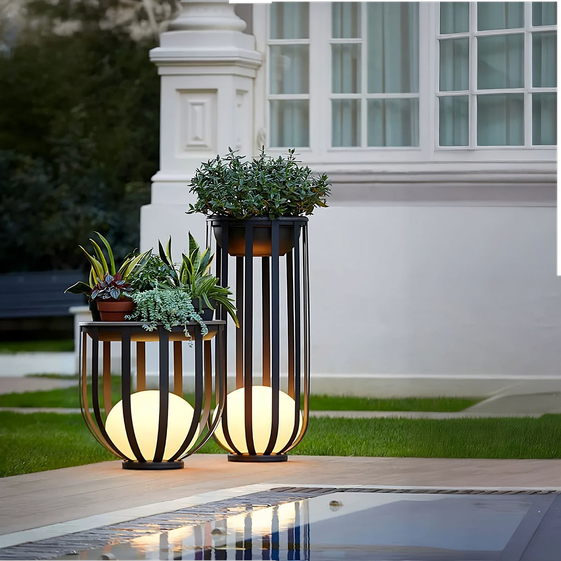 Outdoor Solar Power LED Plant Stand, Waterproof Outdoor Floor Lamp, Outdoor Garden Table, Side Table - Divine Heart L.A.