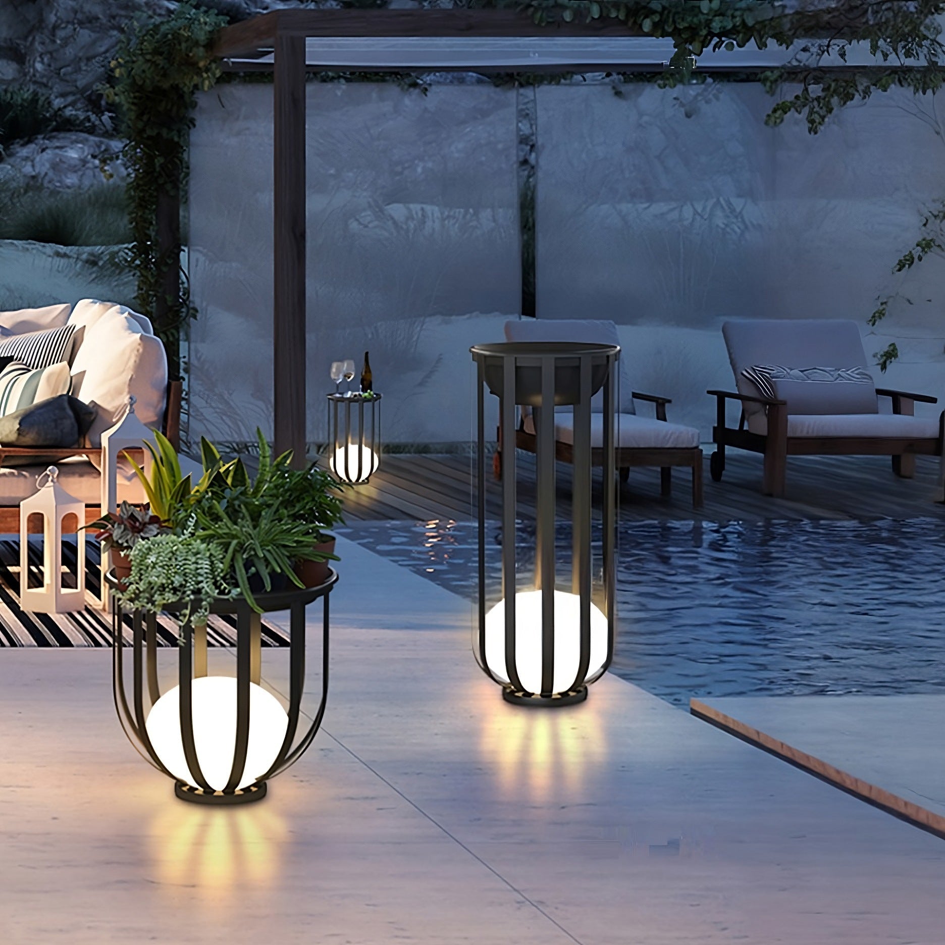 Outdoor Solar Power LED Plant Stand, Waterproof Outdoor Floor Lamp, Outdoor Garden Table, Side Table - Divine Heart L.A.