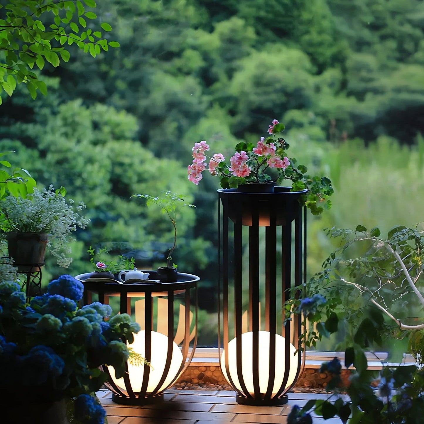 Outdoor Solar Power LED Plant Stand, Waterproof Outdoor Floor Lamp, Outdoor Garden Table, Side Table - Divine Heart L.A.