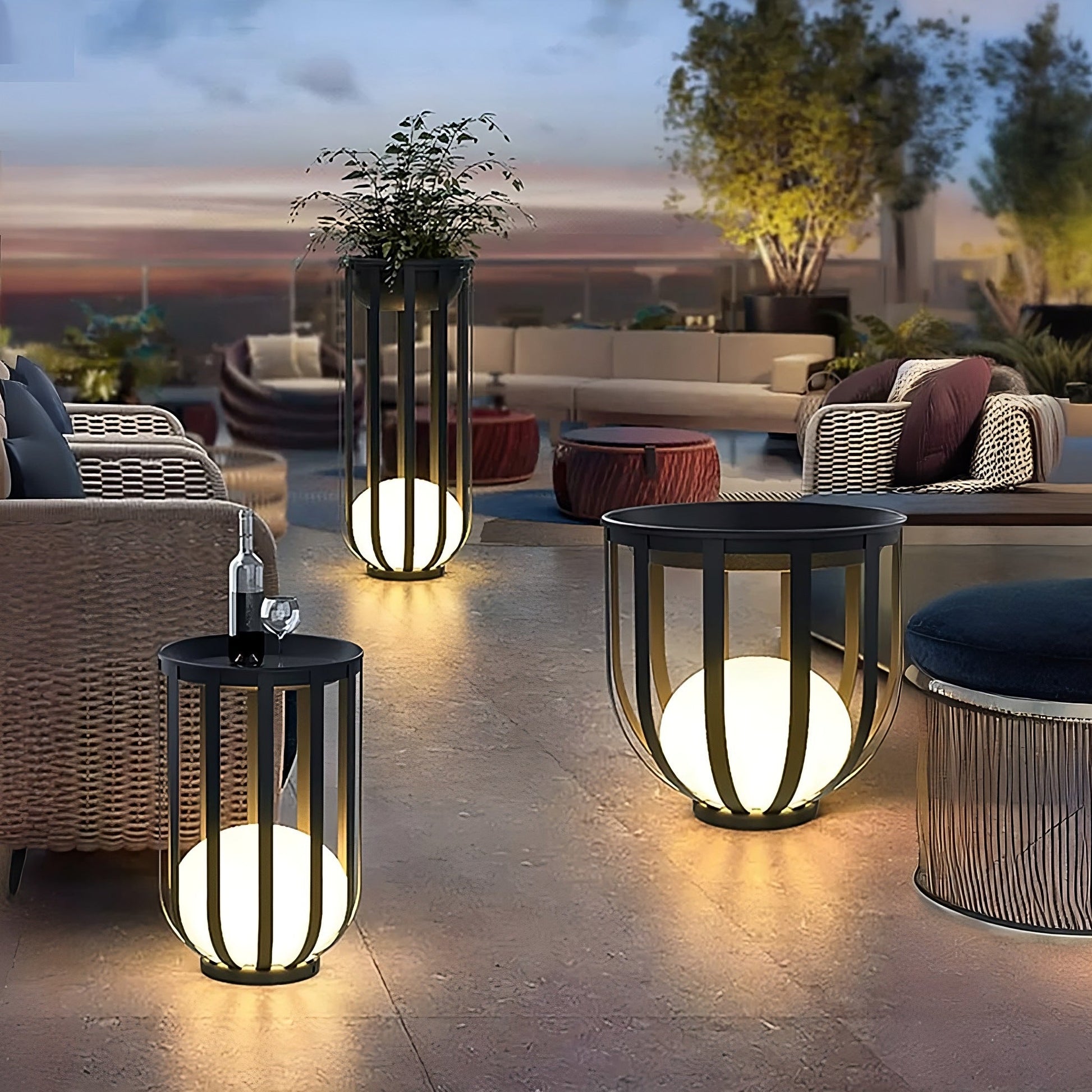 Outdoor Solar Power LED Plant Stand, Waterproof Outdoor Floor Lamp, Outdoor Garden Table, Side Table - Divine Heart L.A.