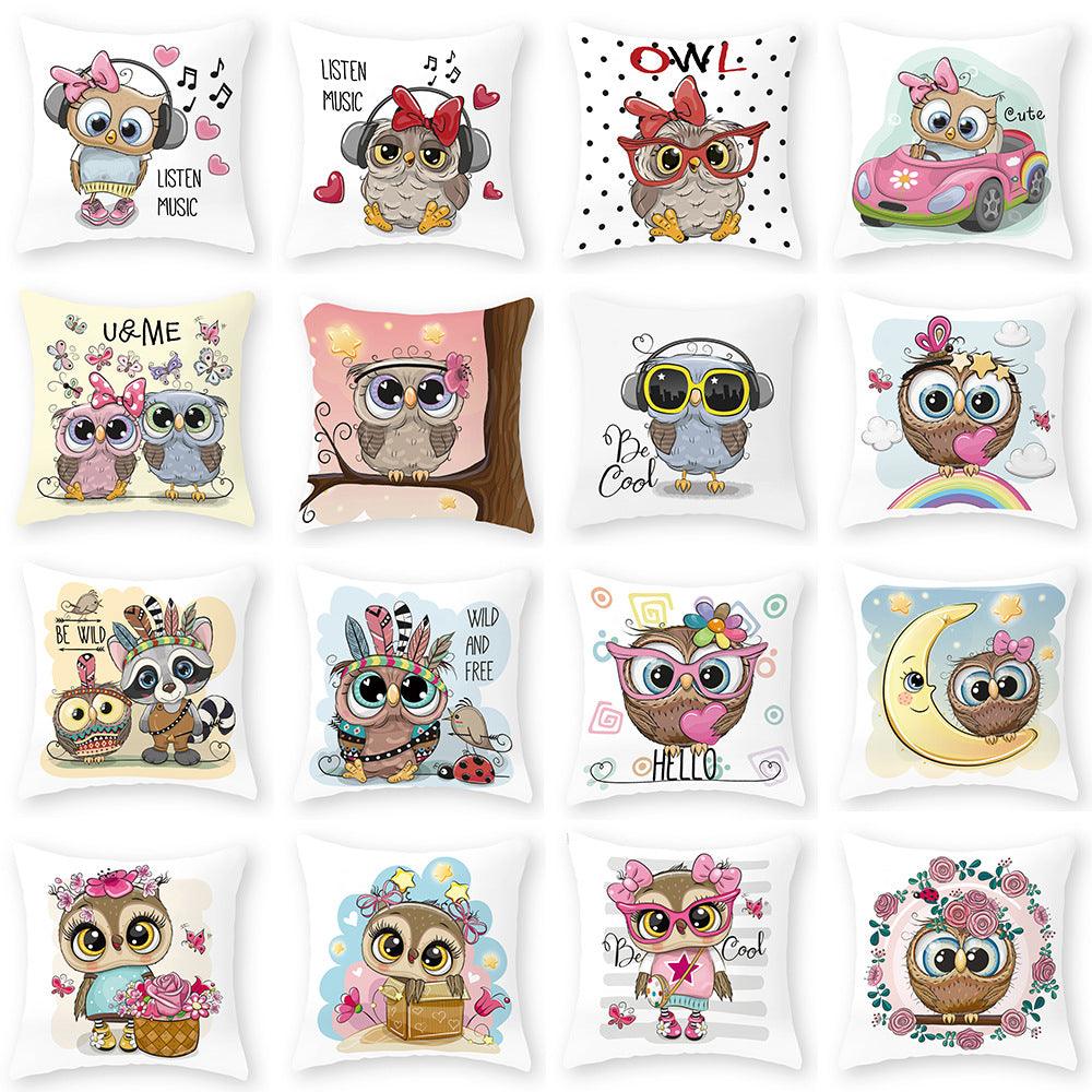 Owl Cutie Throw Pillow Cover - Divine Heart L.A.