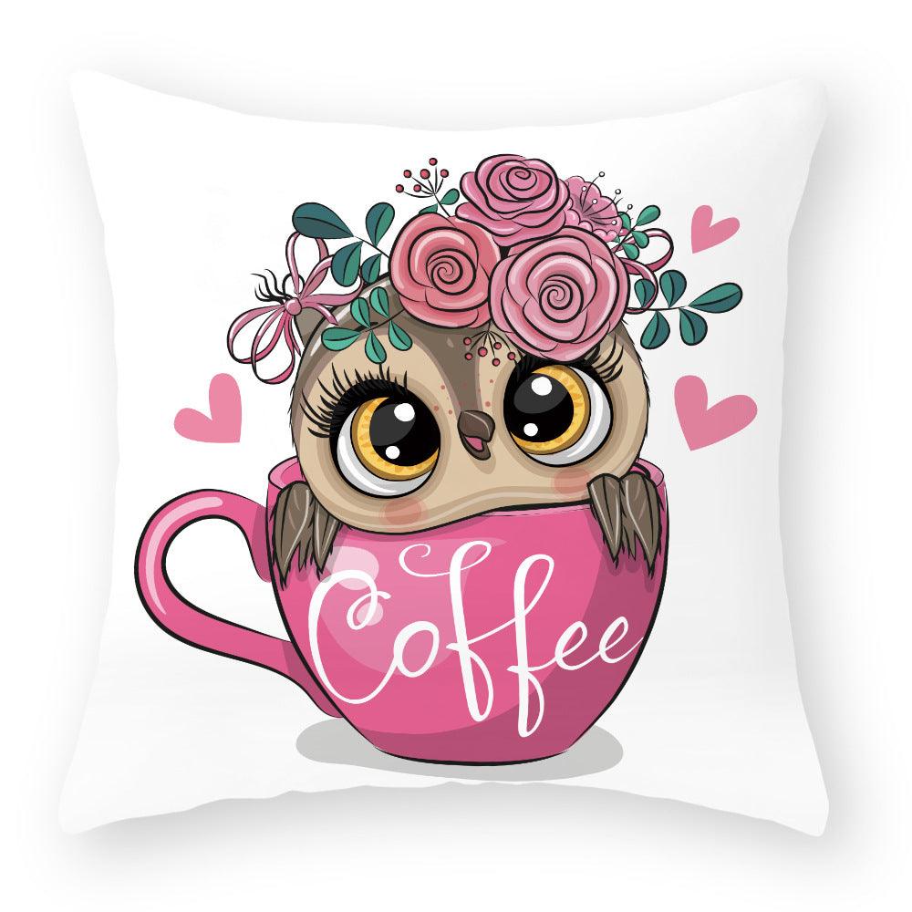 Owl Cutie Throw Pillow Cover - Divine Heart L.A.