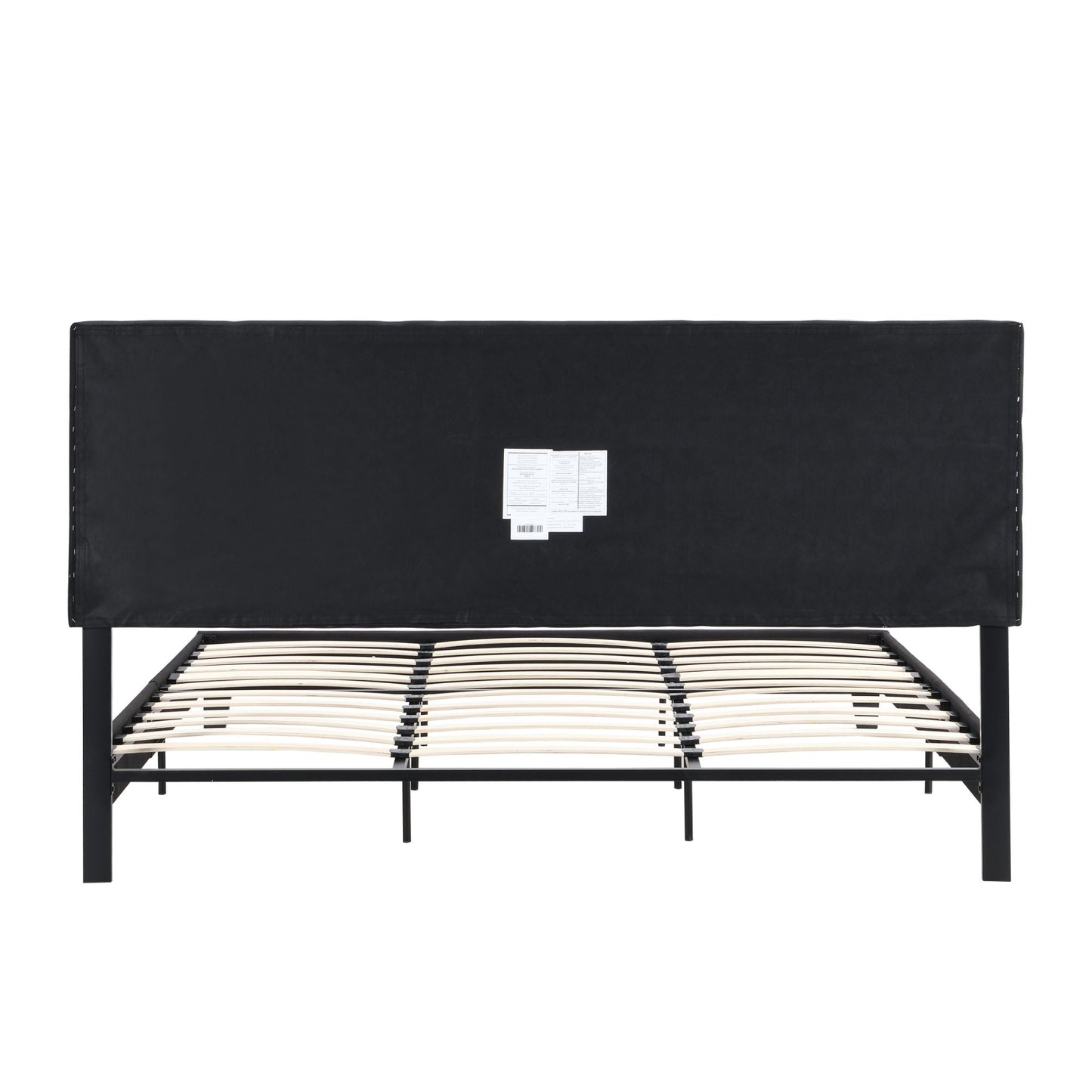 Palos Upholstered King Platform Bed Frame with Linen Headboard - Divine Heart L.A.