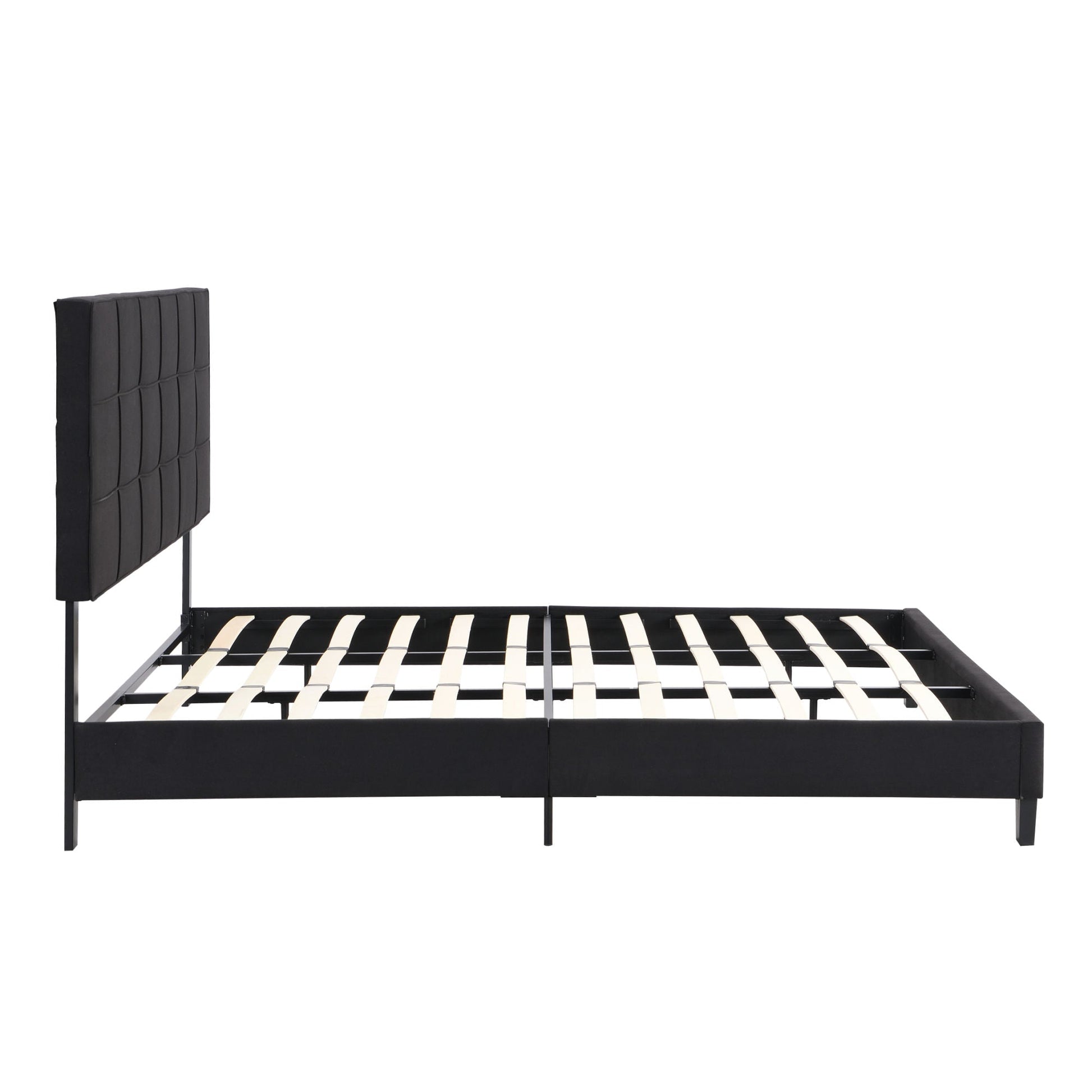 Palos Upholstered King Platform Bed Frame with Linen Headboard - Divine Heart L.A.