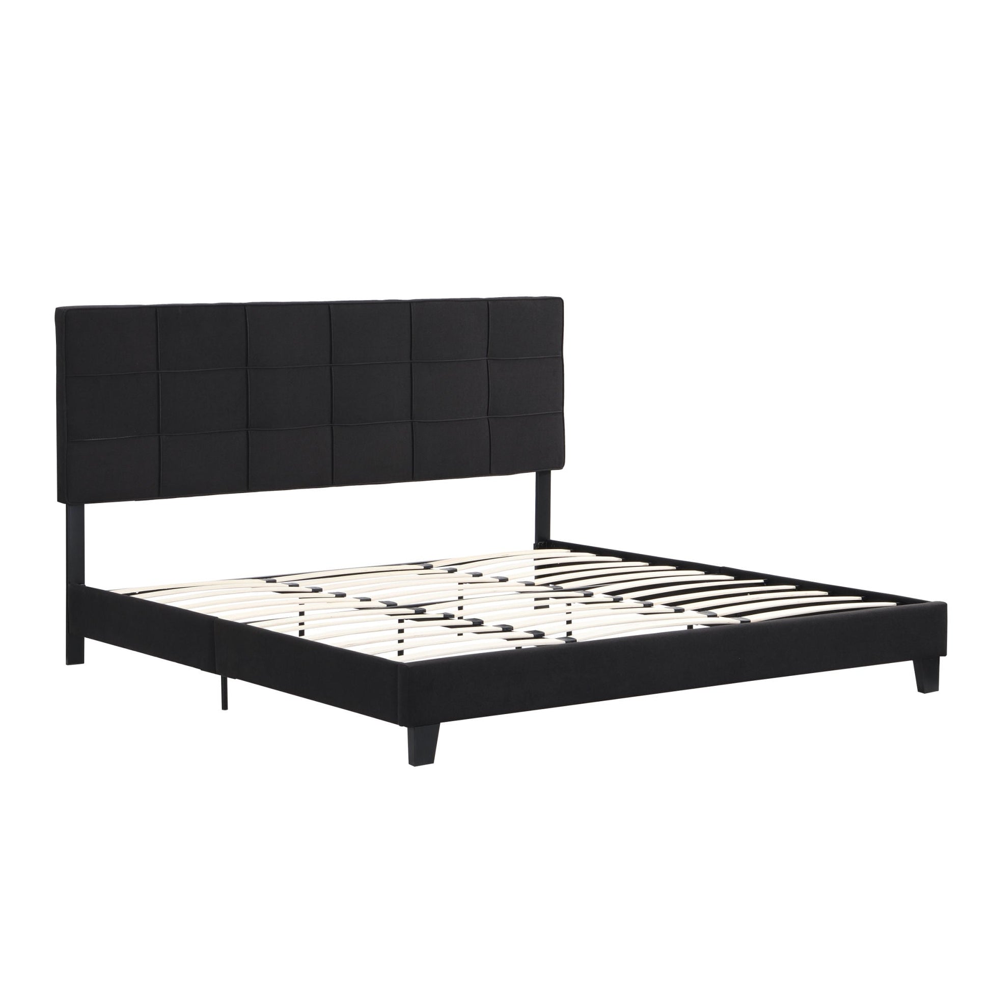 Palos Upholstered King Platform Bed Frame with Linen Headboard - Divine Heart L.A.