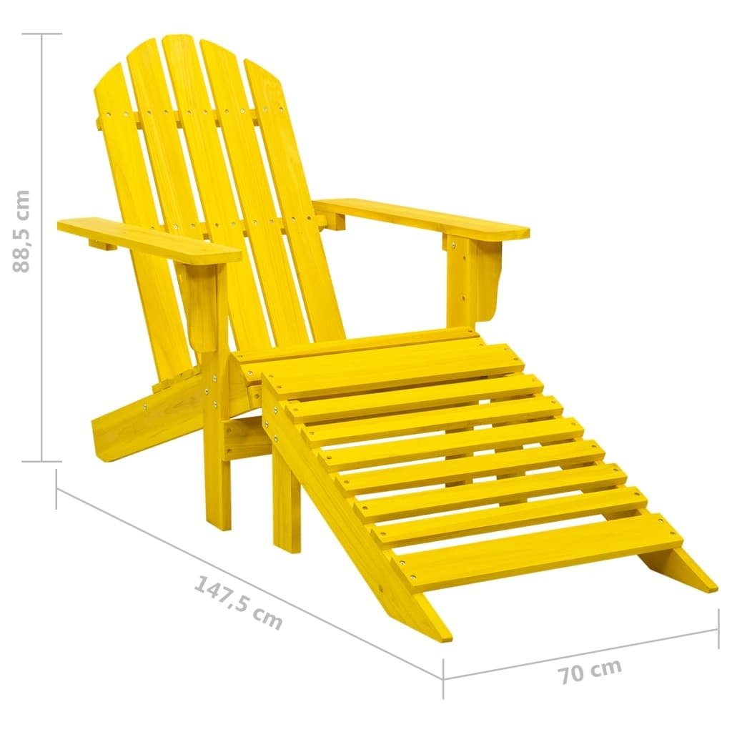 Patio Adirondack Chair with Ottoman Solid Fir Wood Yellow - Divine Heart L.A.