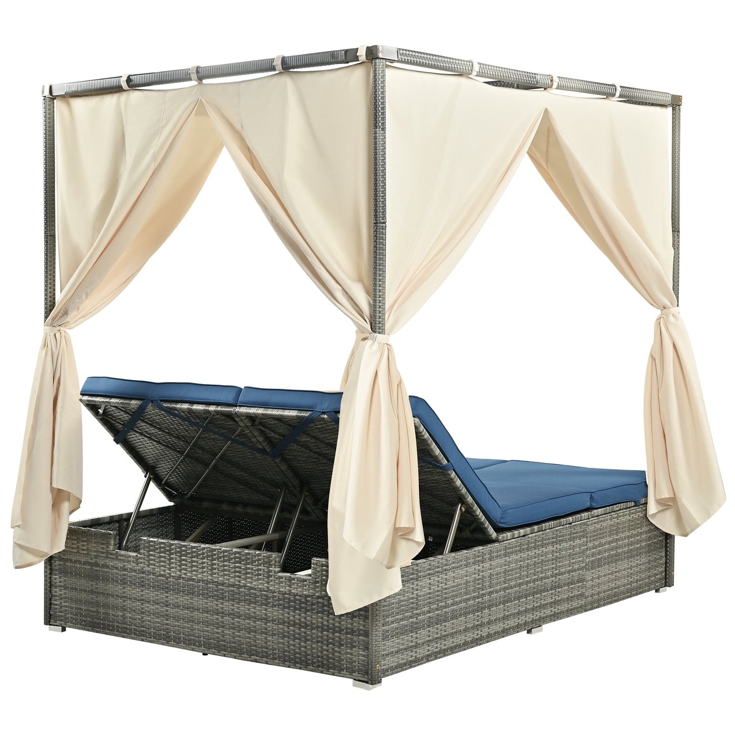 Pomona Adjustable Sun Bed With Curtain - Divine Heart L.A.