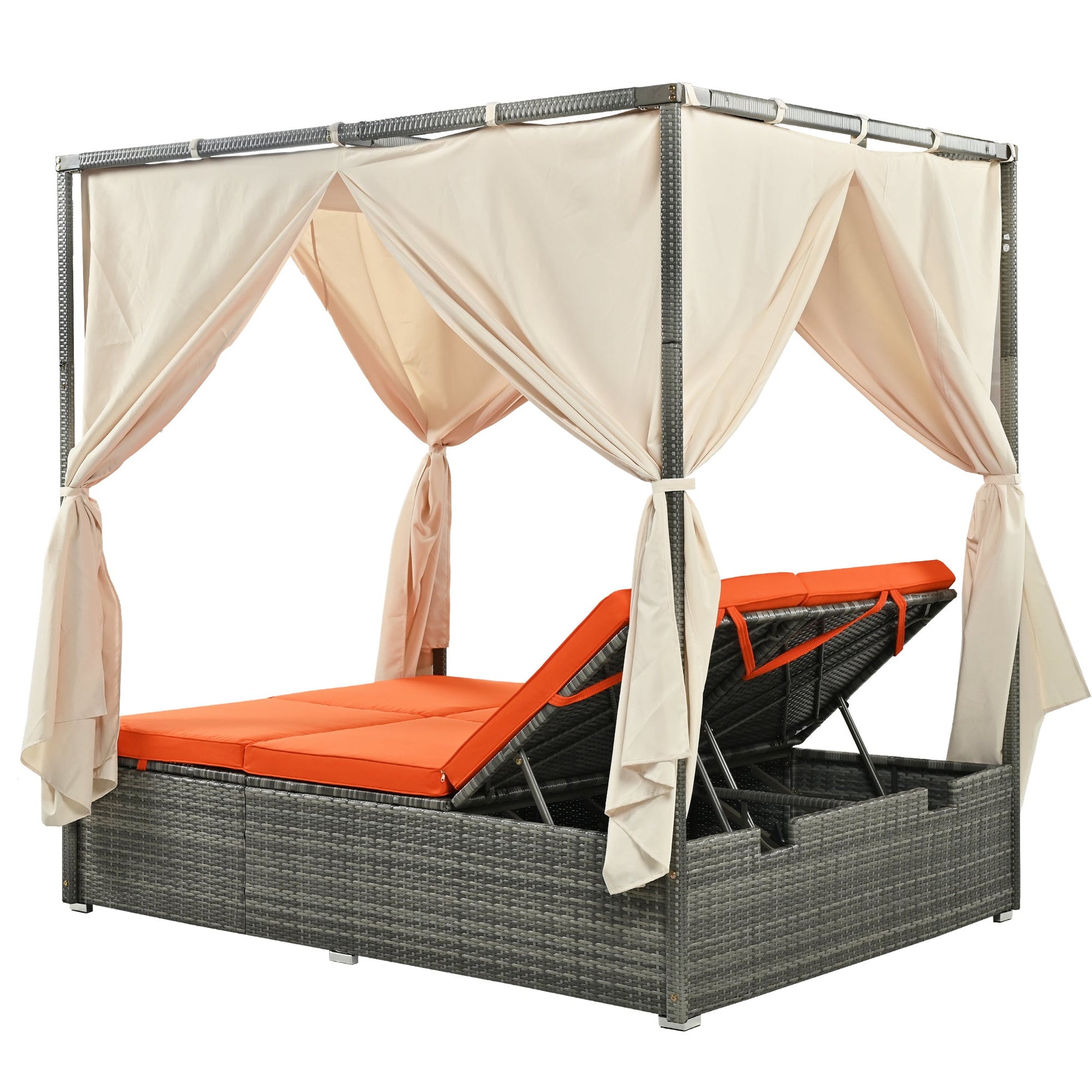 Pomona Adjustable Sun Bed With Curtain - Divine Heart L.A.