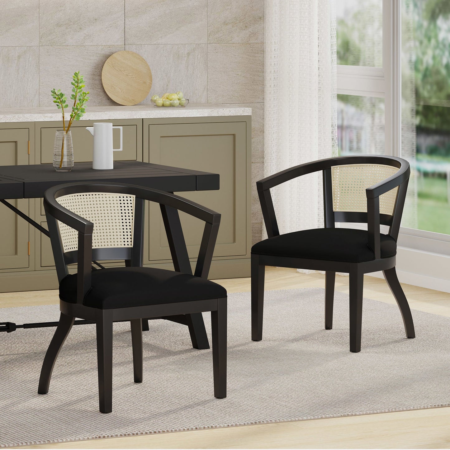 Regal Refined Cane Back Velvet Dining Chair - Divine Heart L.A.