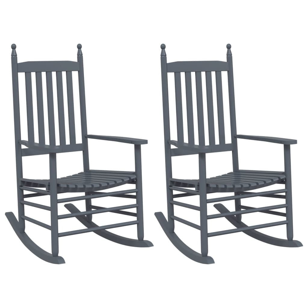 Rocking Chairs with Curved Seats 2 pcs Gray Solid Wood Poplar - Divine Heart L.A.