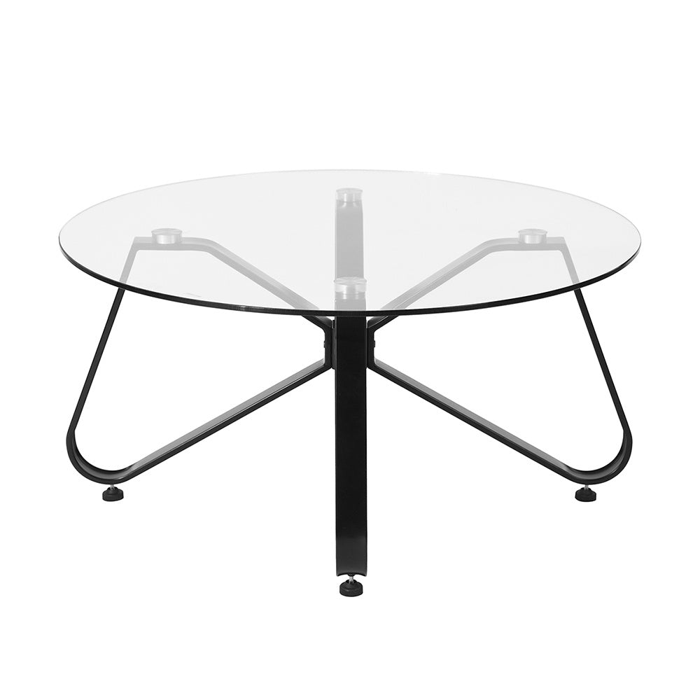 Round Coffee Table for Living Room, 31.5-inch Modern Sofa Side End Table with Tempered Glass Top & Metal Legs, Accent Cocktail Tea Table, 31.5 x 31.5 x 15.6 inches, Black - Divine Heart L.A.