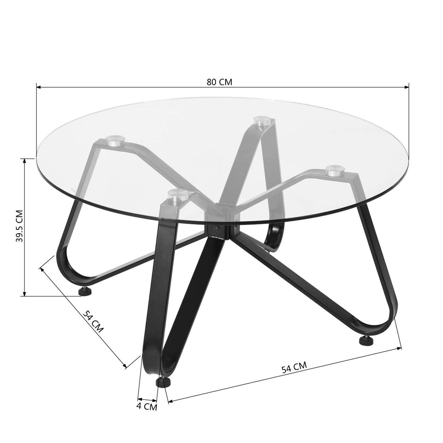 Round Coffee Table for Living Room, 31.5-inch Modern Sofa Side End Table with Tempered Glass Top & Metal Legs, Accent Cocktail Tea Table, 31.5 x 31.5 x 15.6 inches, Black - Divine Heart L.A.