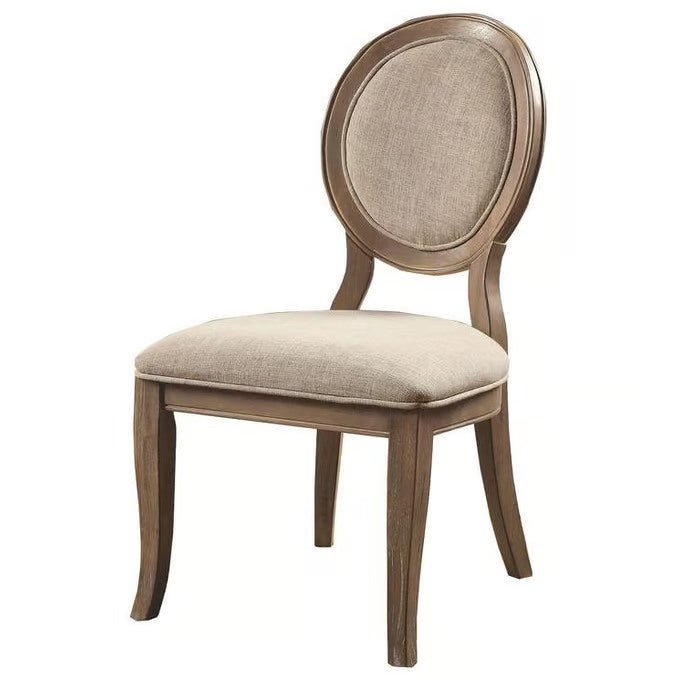 Rustic Oak and Beige Dining Chair Set of 2 - Divine Heart L.A.