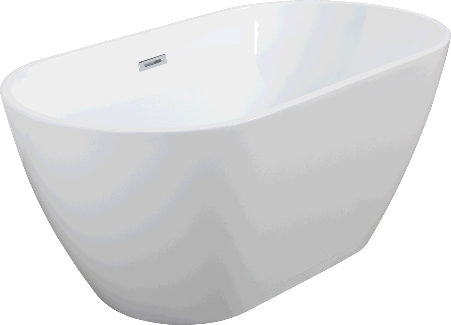 Shiny White Acrylic Freestanding Soaking Bathtub with Chrome Overflow and Drain, cUPC Certified - 63*28.8 22A09 - 63 - Divine Heart L.A.