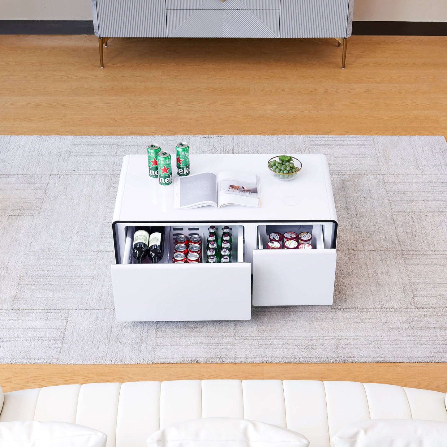 Smart Table Fridge, Multifunctional Coffee Table with Cooler and Frozen - Divine Heart L.A.