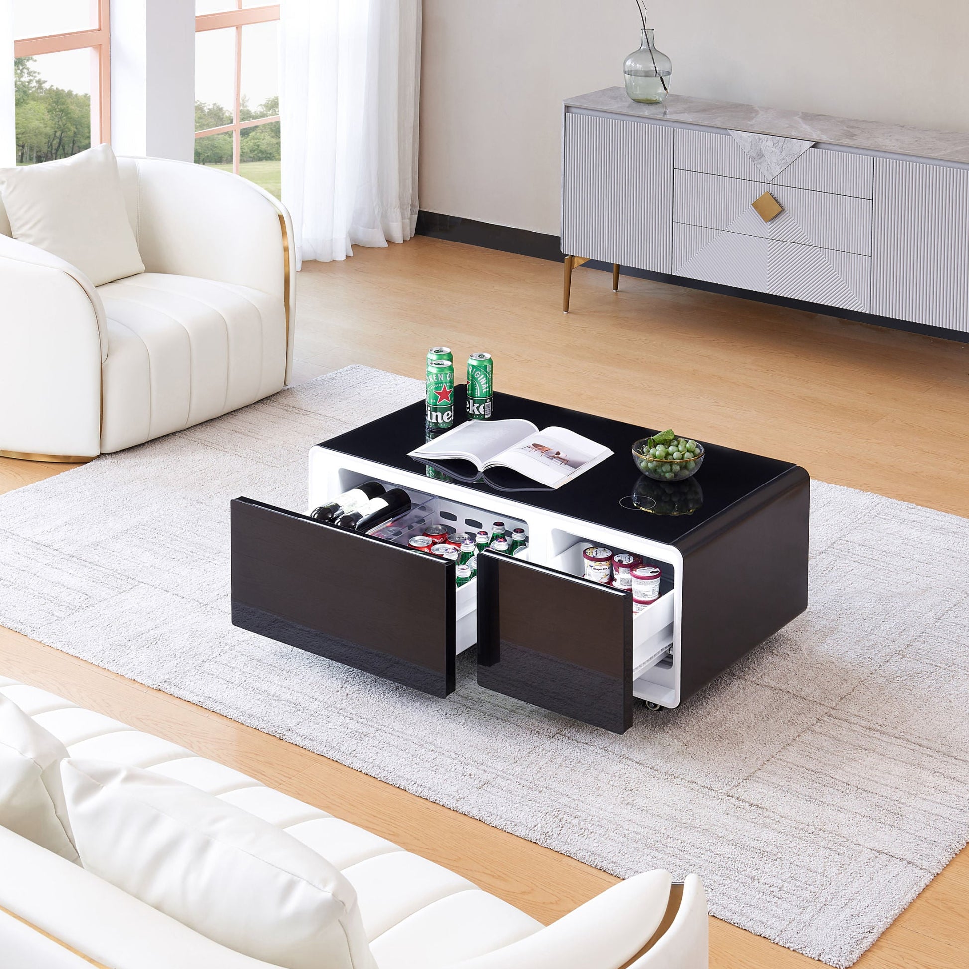 Smart Table Fridge, Multifunctional Coffee Table with Cooler and Frozen - Divine Heart L.A.