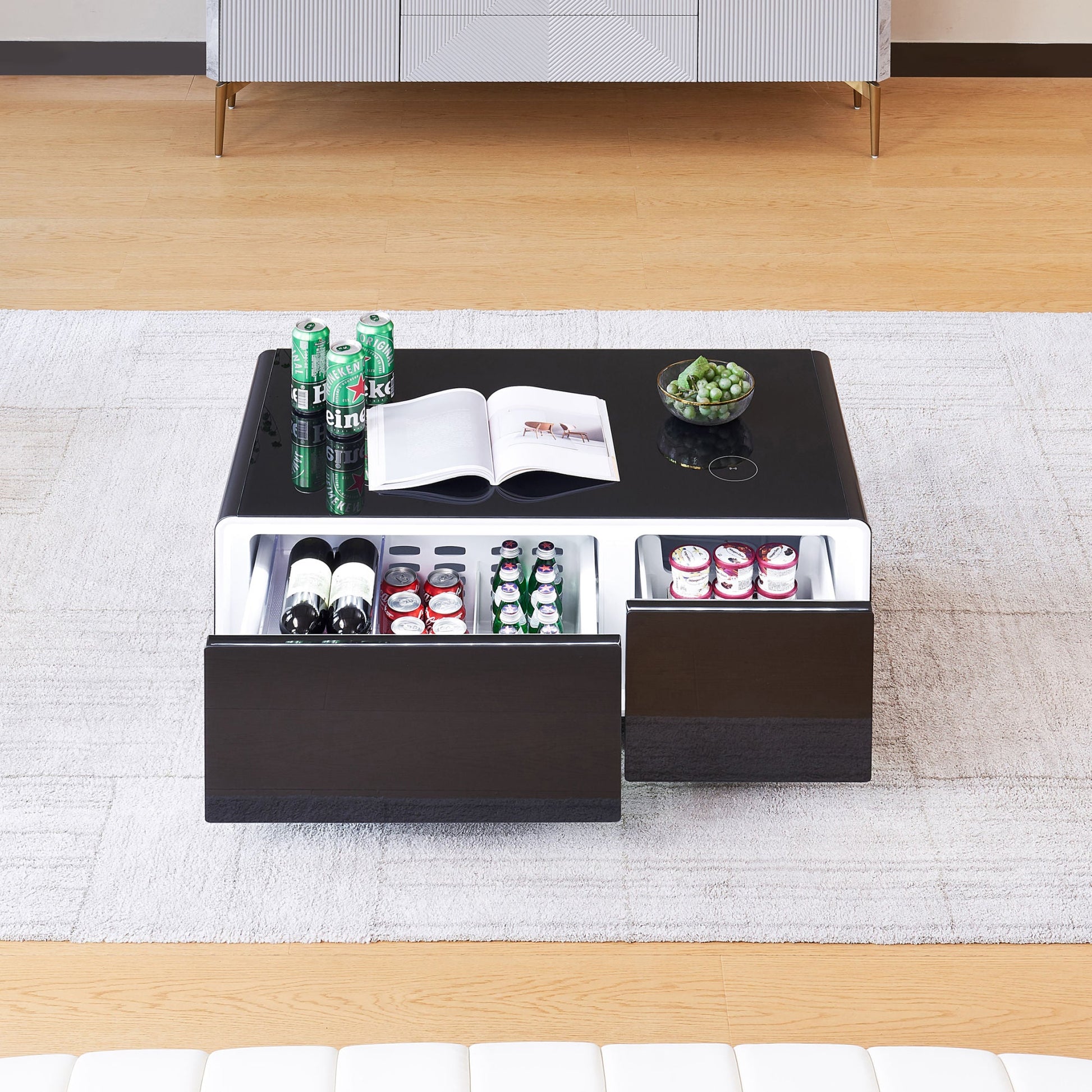 Smart Table Fridge, Multifunctional Coffee Table with Cooler and Frozen - Divine Heart L.A.