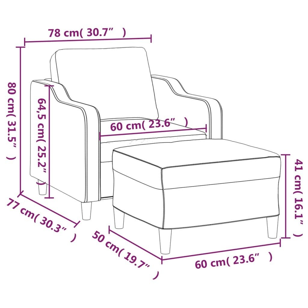 Sofa Chair with Footstool Dark Gray 23.6" Fabric - Divine Heart L.A.