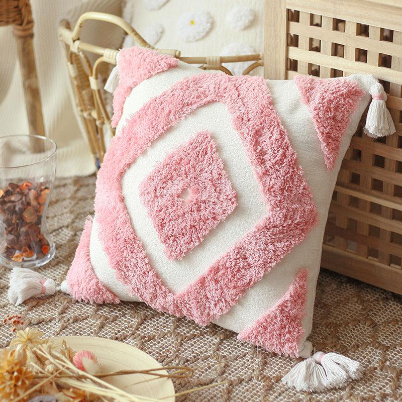 Southern Moroccan Bohemian Pillow with Chenille Overlay - Divine Heart L.A.