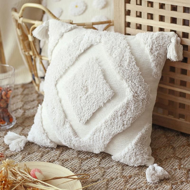 Southern Moroccan Bohemian Pillow with Chenille Overlay - Divine Heart L.A.