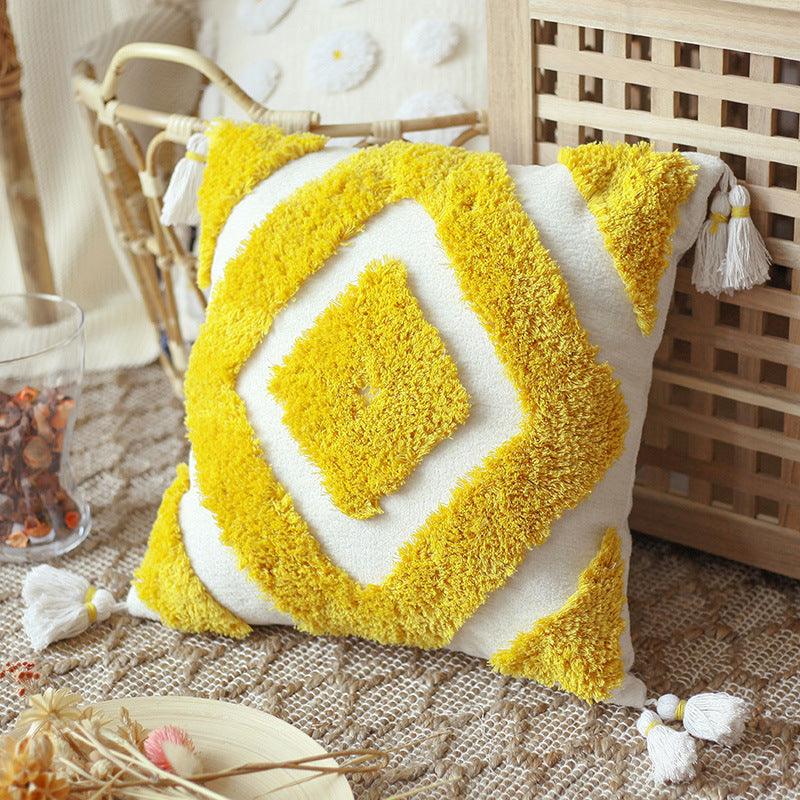 Southern Moroccan Bohemian Pillow with Chenille Overlay - Divine Heart L.A.