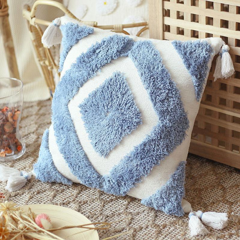 Southern Moroccan Bohemian Pillow with Chenille Overlay - Divine Heart L.A.