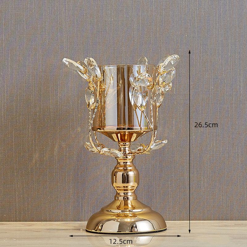 Stately Empire Crystal and Iron Candle Holder in Gold - Divine Heart L.A.