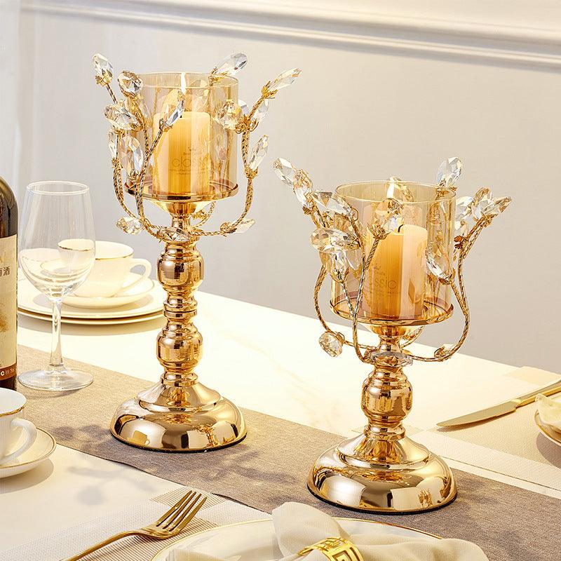 Stately Empire Crystal and Iron Candle Holder in Gold - Divine Heart L.A.