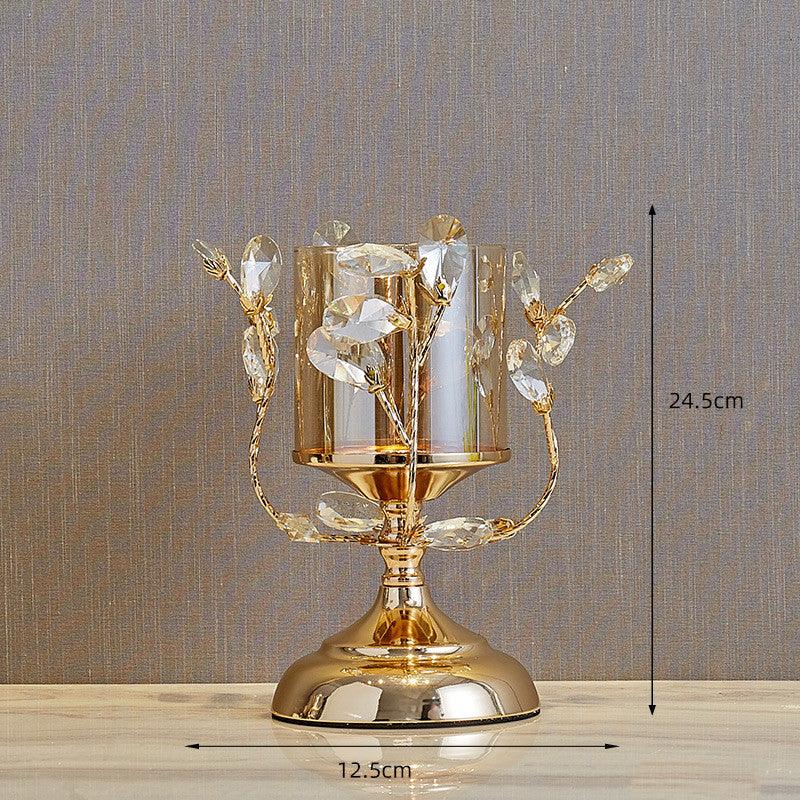 Stately Empire Crystal and Iron Candle Holder in Gold - Divine Heart L.A.